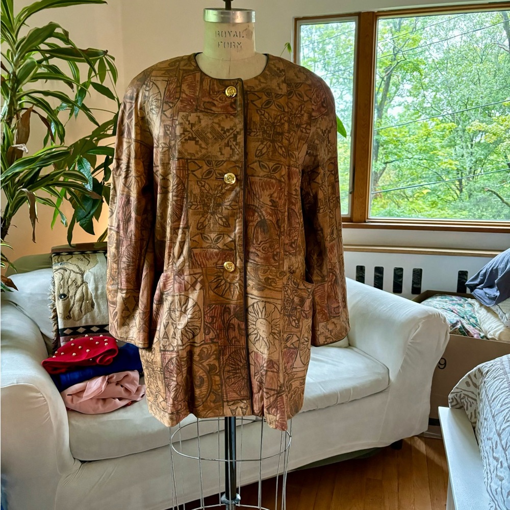 Vintage 1980’s EUGENE OF AUSTRALIA printed-leather super-soft-leather jacket! - Picture 2 of 10